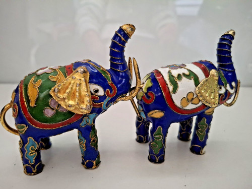 Vintage cloisonne elephants - cloisonne,