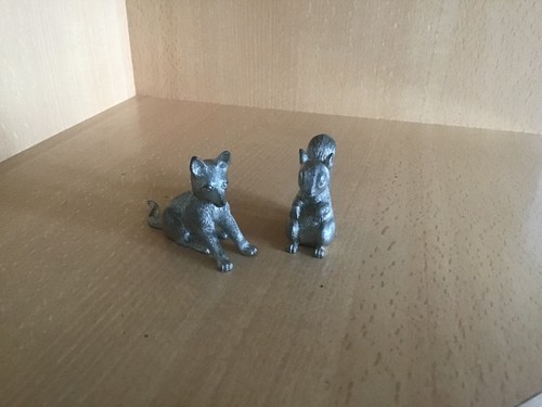 Pewter squirrel and fox cub - pewter,