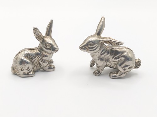 Pair metal rabbit figures - pair, of