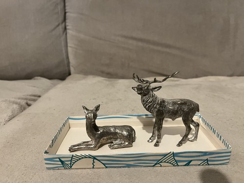 Pair metal deer - , figures