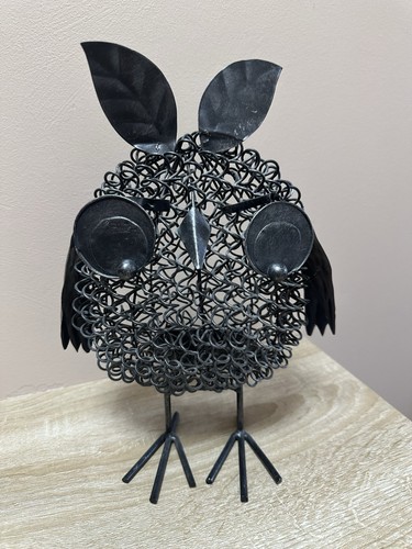 Owl black metal sculpture - metal,